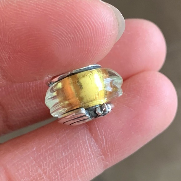 NWOT Shooting Star Grooved Murano Glass Charm Sterling Silver 925 - Picture 5 of 12